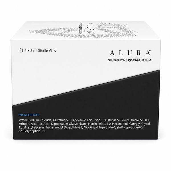 ALURA Glutathione Repair Serum carton, ingredients panel
