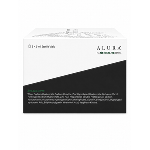 ALURA HA Revitalise Serum carton, ingredients panel